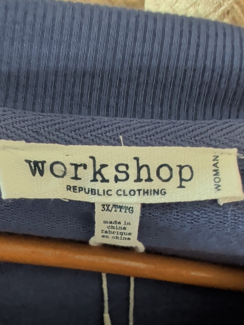 NWT Womens Size3X Workshop Republic Clothing Blue "Weekend" Crew Neck Sweatshirt - Picture 2 of 9